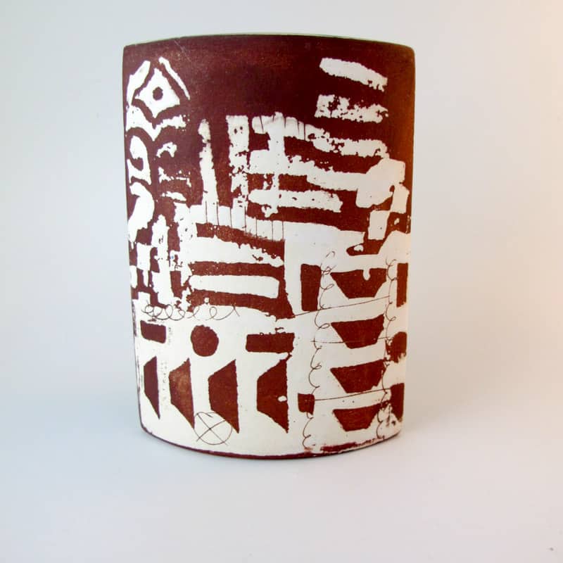 gilbert portanier ceramic triangular vase